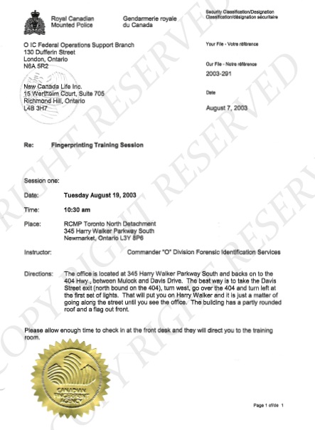Ink Roll Fingerprinting Accreditation