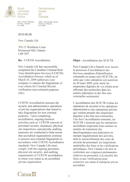 CCRTIS Livescan Accreditation